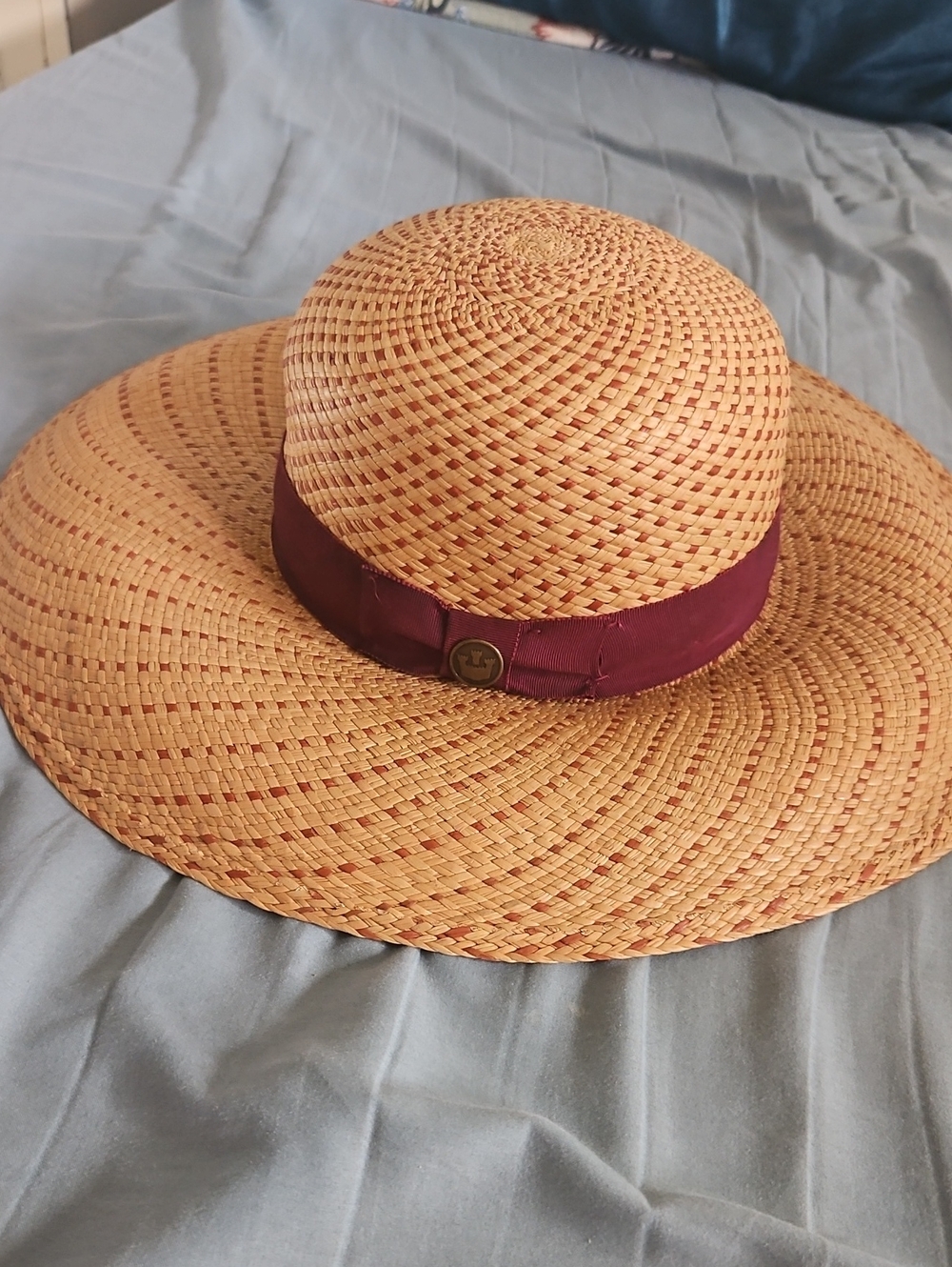 Goorin Bros Straw Sun Hat with Burgundy Band